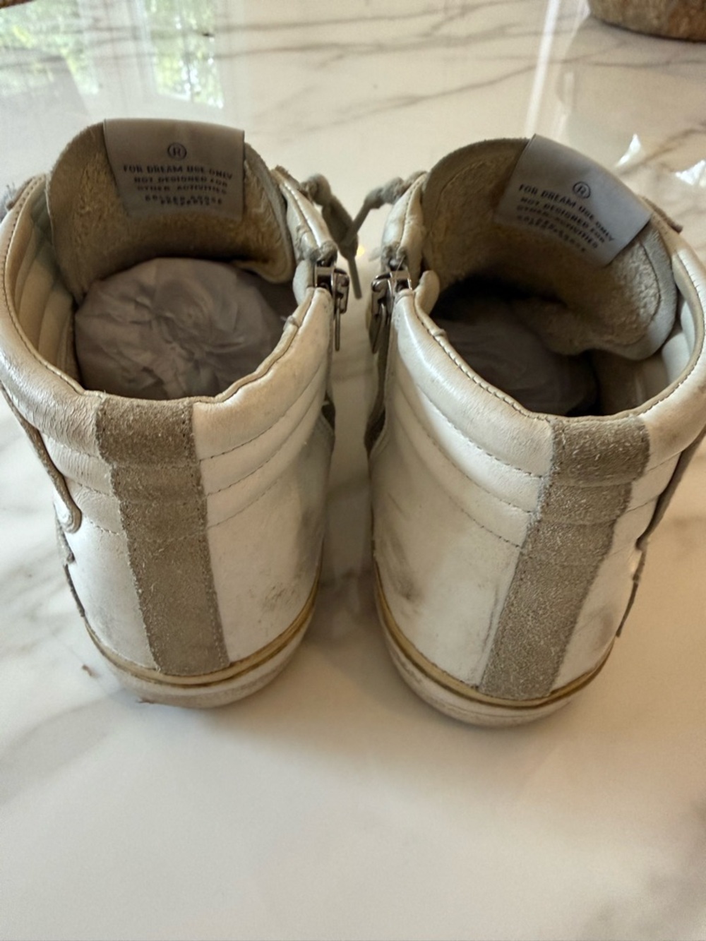 Golden Goose white and gray leather and Suede High-Top Sneakers with White Star - Picture 4 of 6